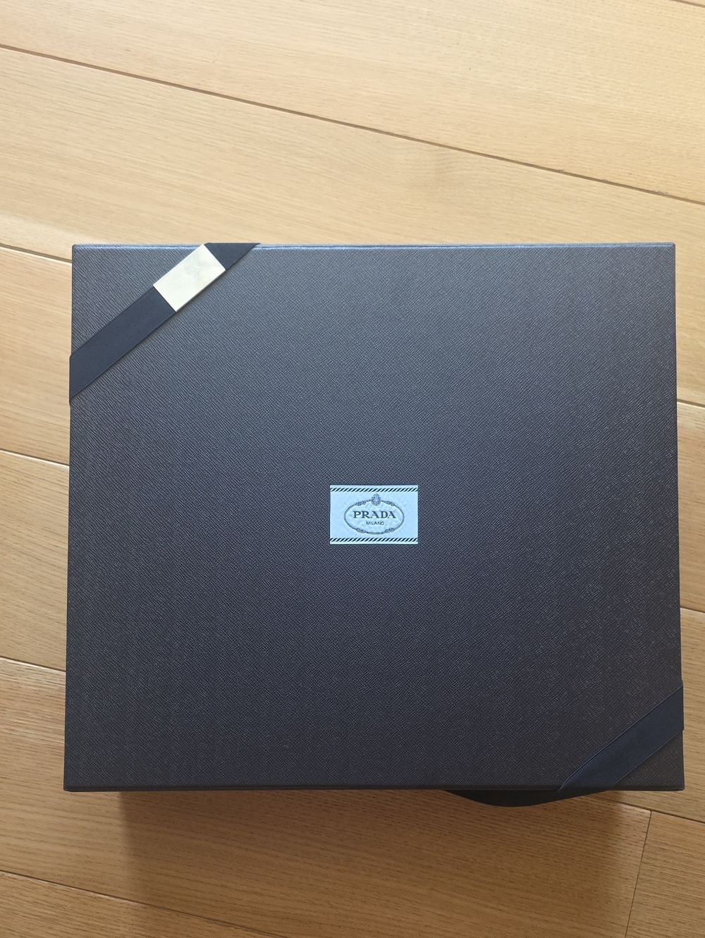 PradaBranded Navy Box With Logo Tissue Paper